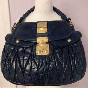 Miu Miu Matelasse shoulder bag in navy